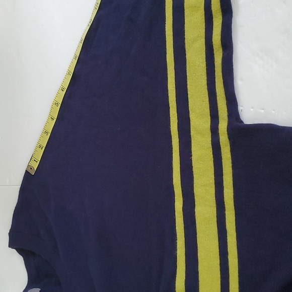 Anthropologie Batwing Sweater Size L Navy Blue Greenish Yellow Stripes LS - Picture 12 of 14